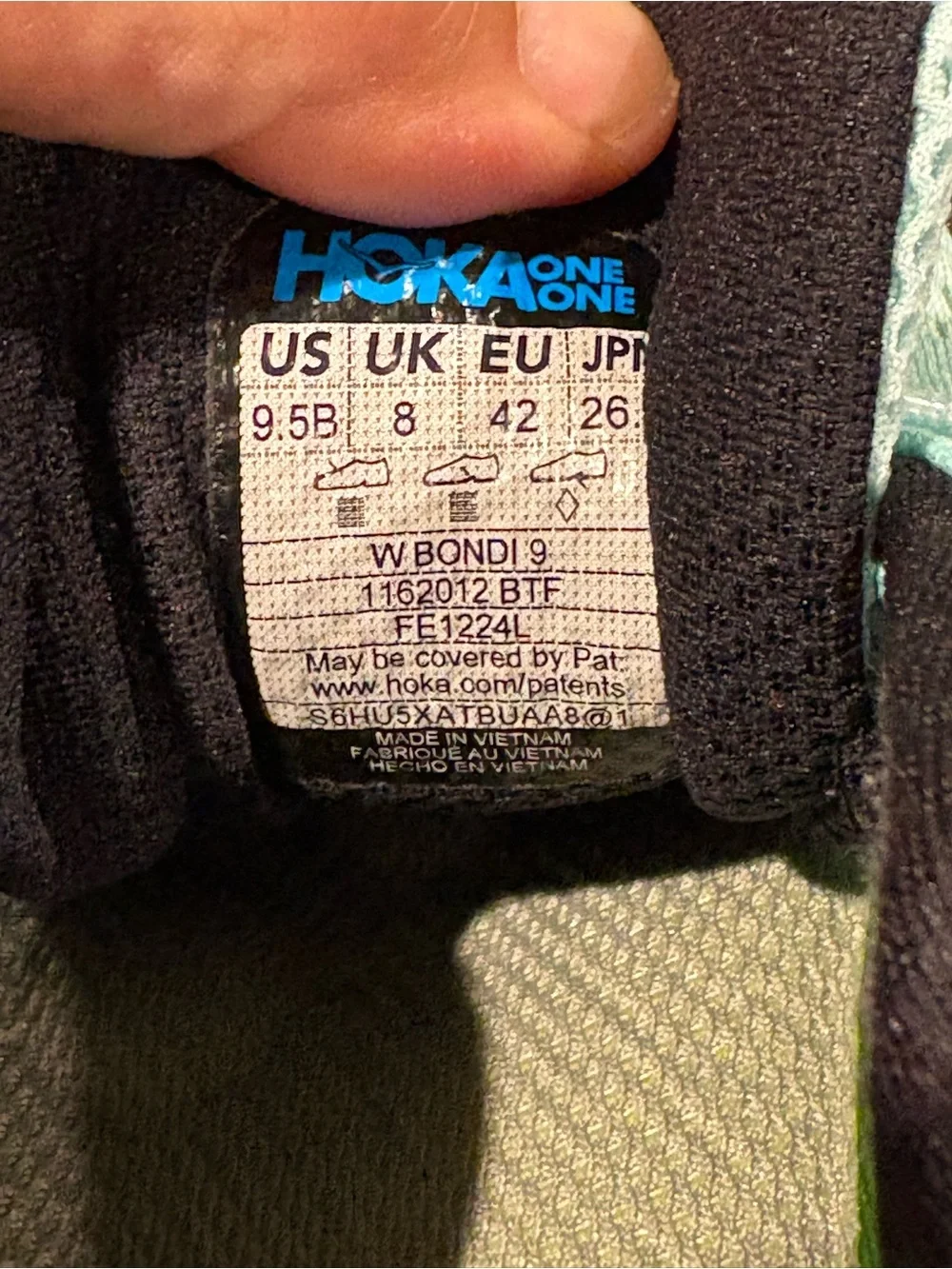 Hoka One One Bondi 9 Blue White Running Shoes New Insoles  Womens Size 9.5B